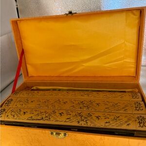 Asian Wooden Scroll Kept in A Gorgeous Box lined with Gold Cloth